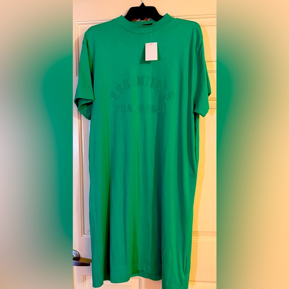 Fear of God Essentials Vibrant Green Short Sleeve Tee Dress